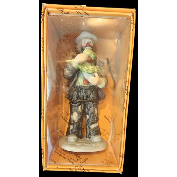 Flambro Emmett Kelly Jr. "Eating Cabbage" Porcelain Clown Figurine #10012 - Picture 4 of 5